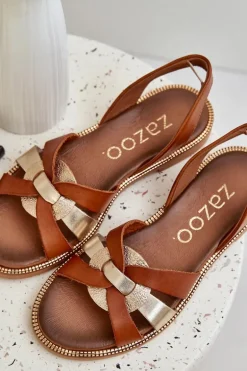Zazoo 40382 Sandały Damskie Skórzane Brązowe