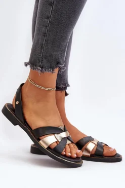 Zazoo 40382 Sandały Damskie Skórzane Czarne