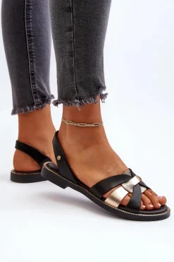 Zazoo 40382 Sandały Damskie Skórzane Czarne