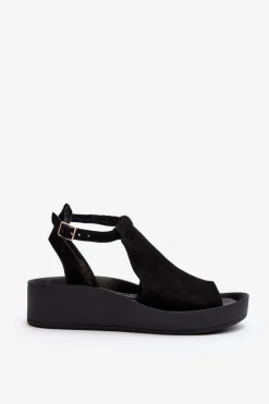 Zazoo 2914 Sandały Damskie Zamszowe Czarne