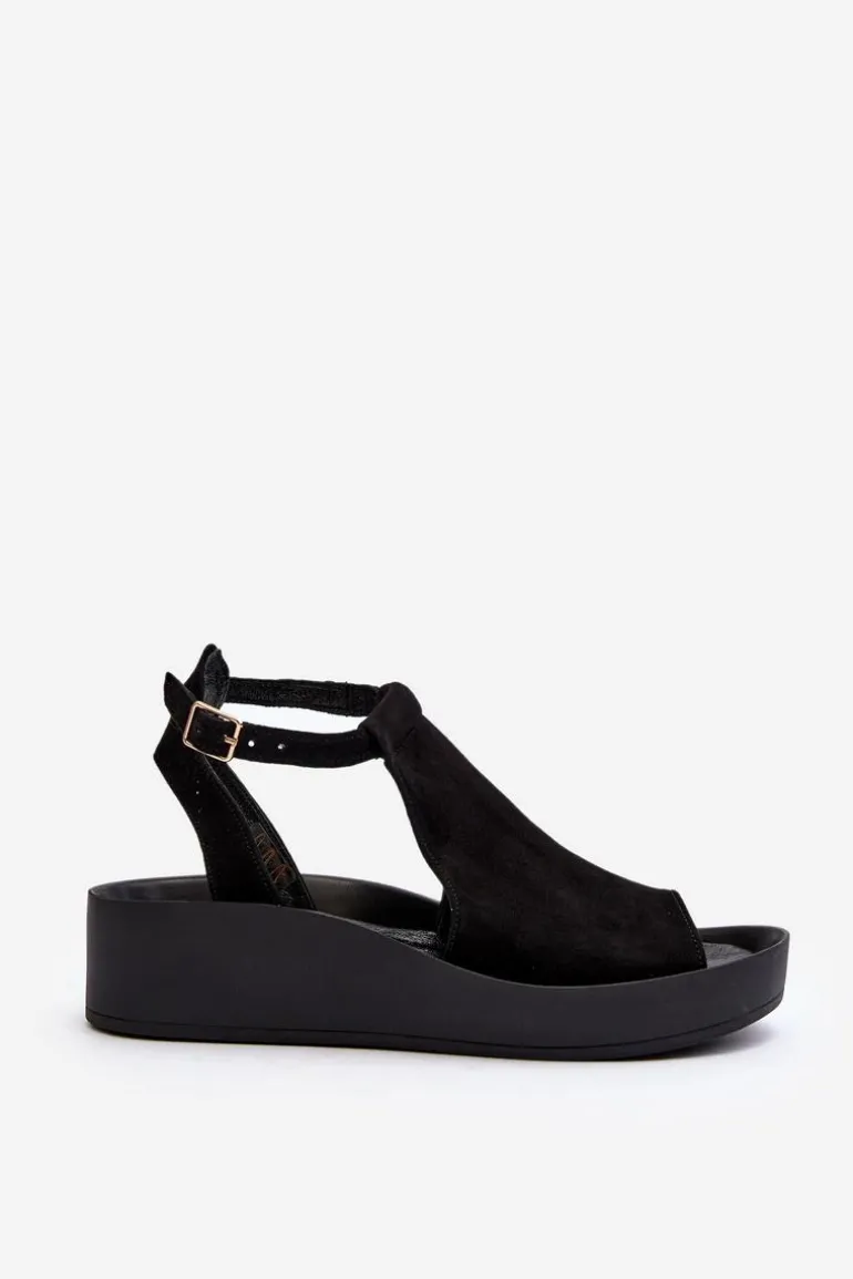 Zazoo 2914 Sandały Damskie Zamszowe Czarne