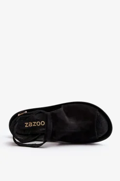 Zazoo 2914 Sandały Damskie Zamszowe Czarne
