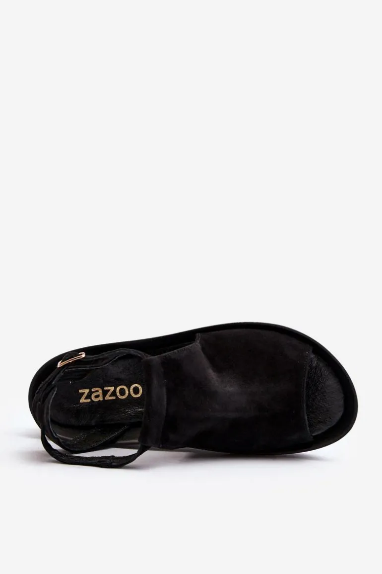 Zazoo 2914 Sandały Damskie Zamszowe Czarne