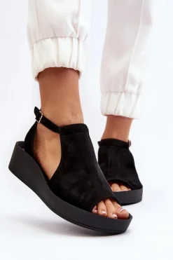 Zazoo 2914 Sandały Damskie Zamszowe Czarne