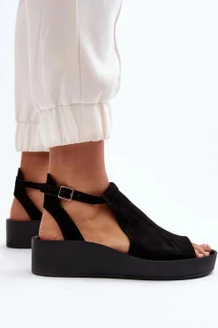 Zazoo 2914 Sandały Damskie Zamszowe Czarne