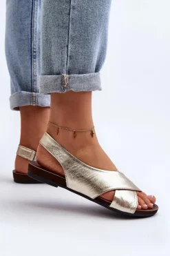 Zazoo 40407 Sandały Skórzane Damskie Złote