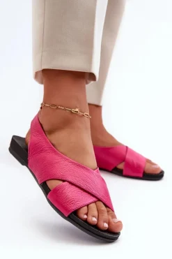 Zazoo 40407 Sandały Skórzane Damskie Fuksja