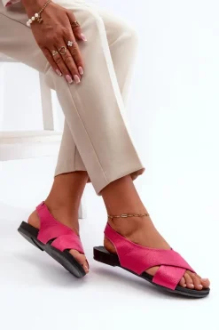 Zazoo 40407 Sandały Skórzane Damskie Fuksja