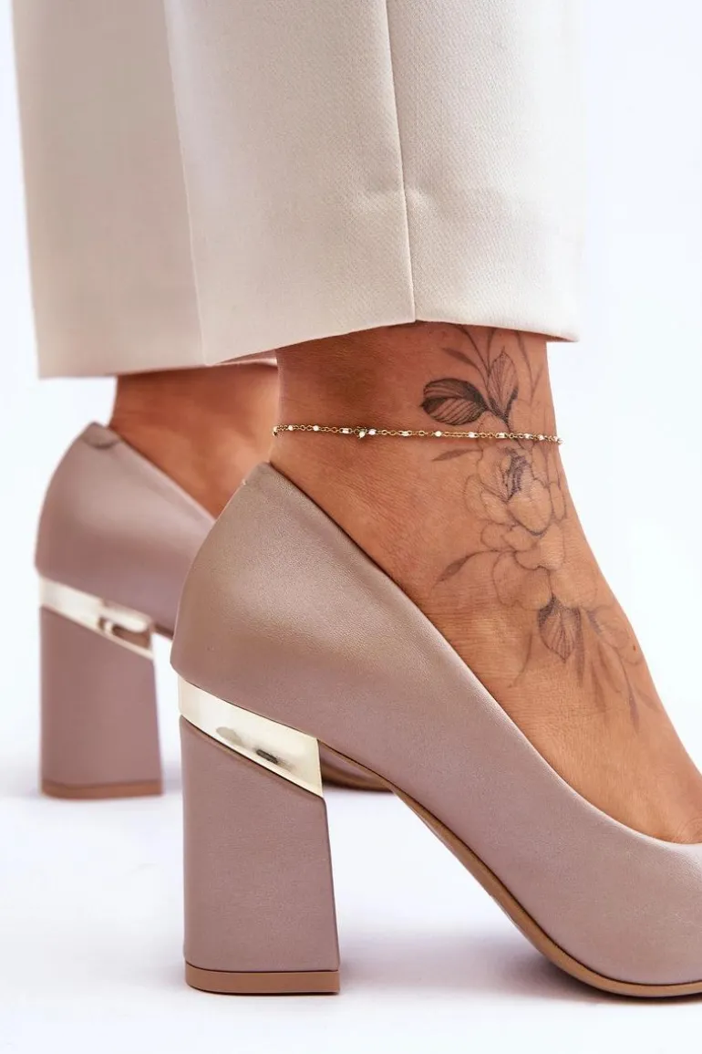 Zazoo 3117 Skórzane Czółenka Beżowe