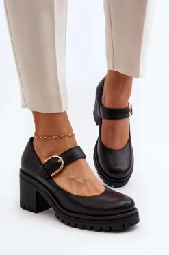 Zazoo 20166 Skórzane Czółenka Czarne