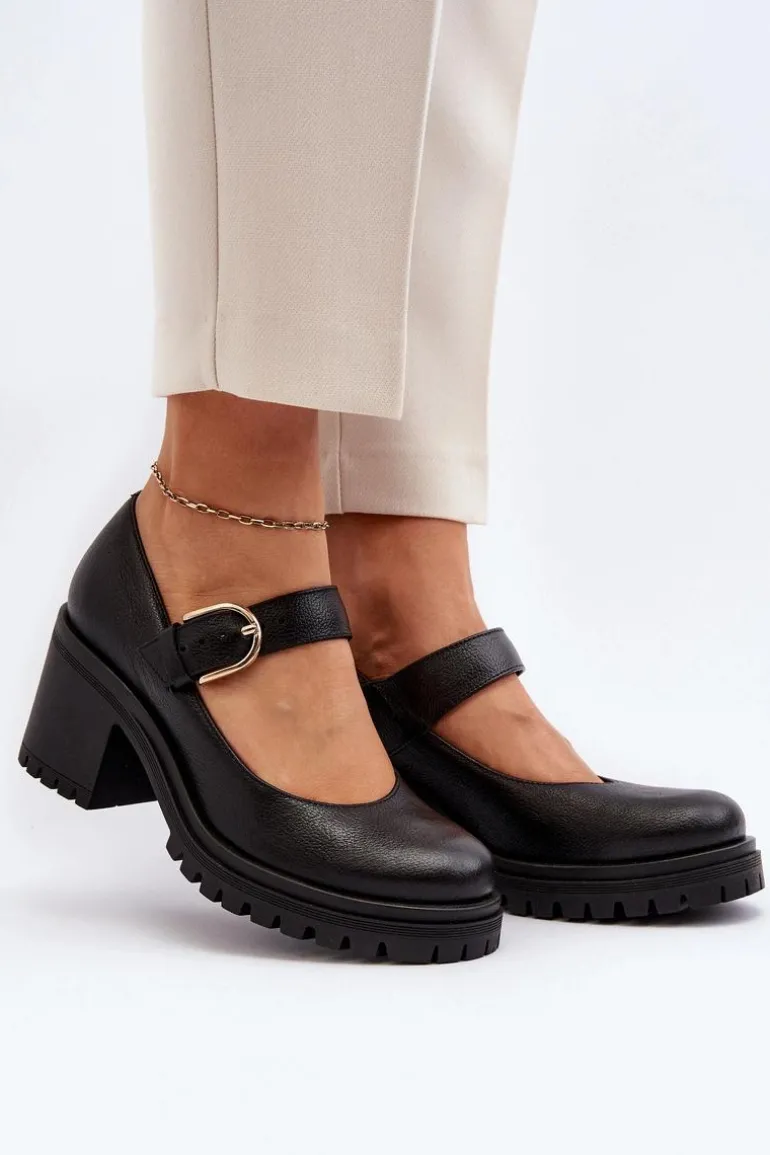 Zazoo 20166 Skórzane Czółenka Czarne