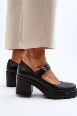 Zazoo 20166 Skórzane Czółenka Czarne