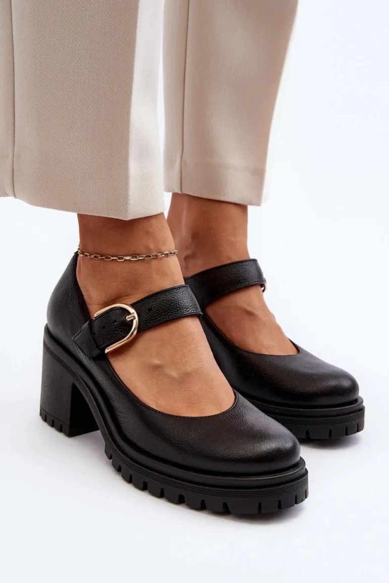 Zazoo 20166 Skórzane Czółenka Czarne