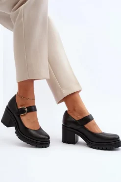 Zazoo 20166 Skórzane Czółenka Czarne