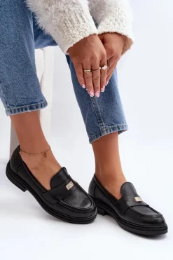 Zazoo 20165 Skórzane Mokasyny Damskie Czarne