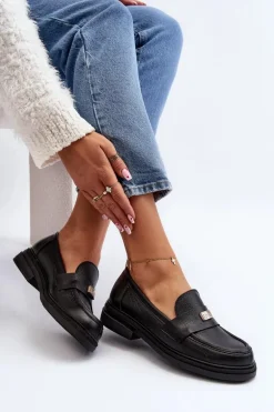 Zazoo 20165 Skórzane Mokasyny Damskie Czarne