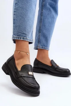 Zazoo 20165 Skórzane Mokasyny Damskie Czarne