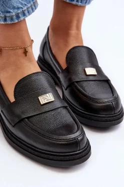 Zazoo 20165 Skórzane Mokasyny Damskie Czarne