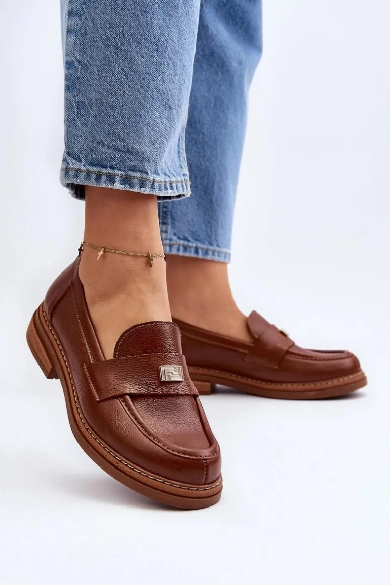 Zazoo 20165 Skórzane Mokasyny Damskie Brązowe