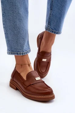 Zazoo 20165 Skórzane Mokasyny Damskie Brązowe