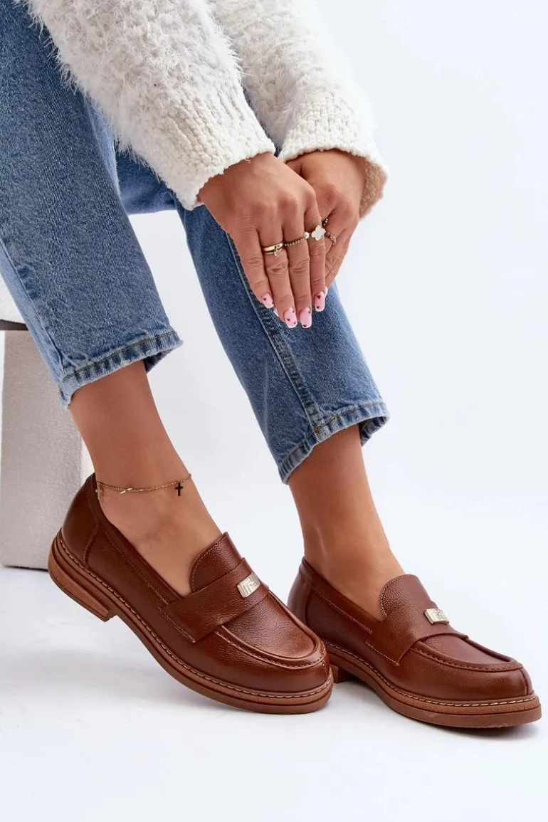 Zazoo 20165 Skórzane Mokasyny Damskie Brązowe