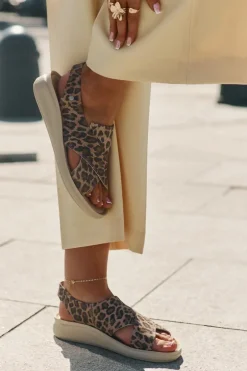 Zazoo 40392 Skórzane Sandały Damskie Panterka Brązowe