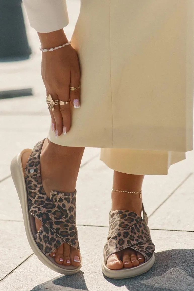 Zazoo 40392 Skórzane Sandały Damskie Panterka Brązowe