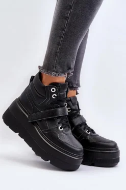 Zazoo 3450 Skórzane Sneakersy Damskie Czarne