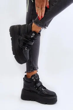 Zazoo 3450 Skórzane Sneakersy Damskie Czarne