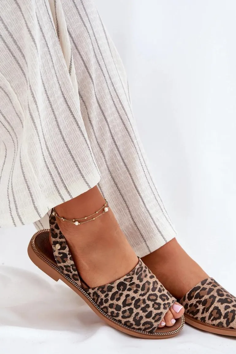 Zazoo 40327 Skórzane Wsuwane Sandały Panterka