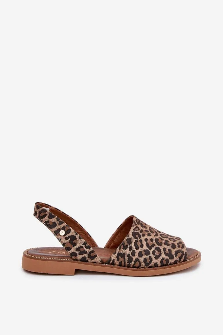 Zazoo 40327 Skórzane Wsuwane Sandały Panterka
