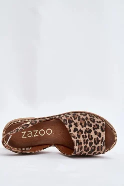 Zazoo 40327 Skórzane Wsuwane Sandały Panterka