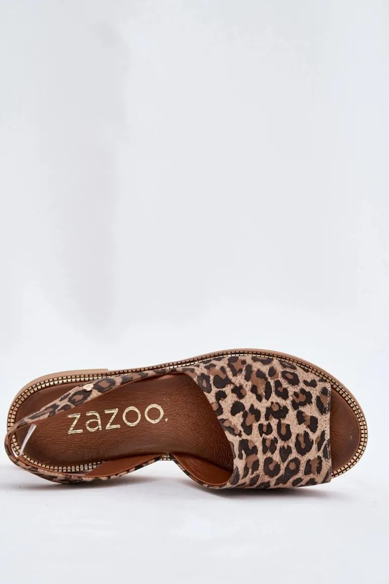 Zazoo 40327 Skórzane Wsuwane Sandały Panterka