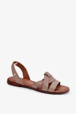 Zazoo 40185 Wygodne Skórzane Wsuwane Sandały Ciemnobeżowe