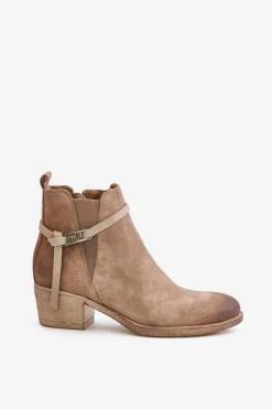 Zazoo 60478 Zamszowe Botki Na Obcasie Ocieplane Zapinane Na Zamek Beżowe