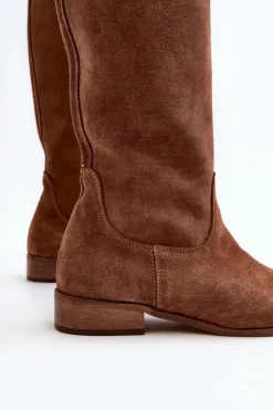 Zazoo 3367 Zamszowe Kozaki Damskie Przed Kolano Brązowe