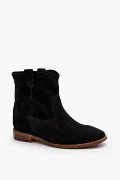 Zazoo 2326 Zamszowe Wsuwane Botki Damskie Czarne