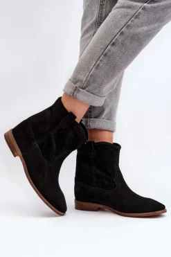 Zazoo 2326 Zamszowe Wsuwane Botki Damskie Czarne