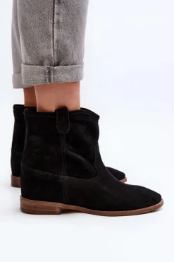 Zazoo 2326 Zamszowe Wsuwane Botki Damskie Czarne