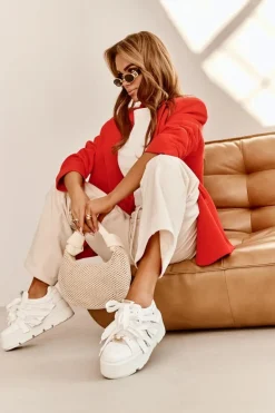 Zazoo 2F-7033 Sneakersy Na Masywnej Platformie Białe