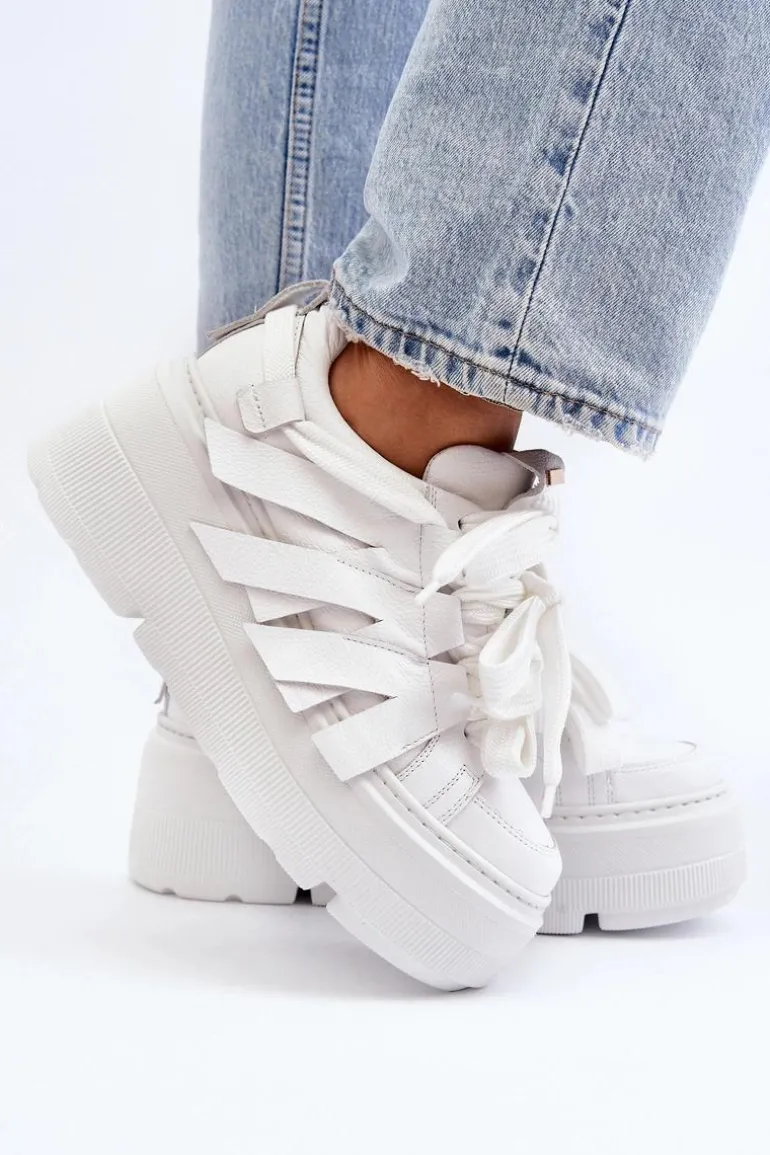 Zazoo 2F-7033 Sneakersy Na Masywnej Platformie Białe