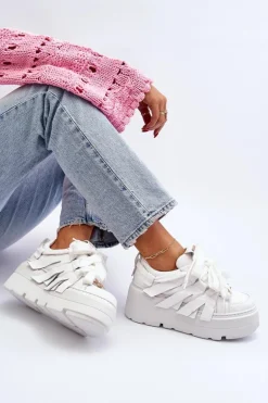 Zazoo 2F-7033 Sneakersy Na Masywnej Platformie Białe