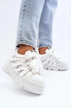 Zazoo 2F-7033 Sneakersy Na Masywnej Platformie Białe