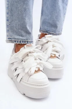 Zazoo 2F-7033 Sneakersy Na Masywnej Platformie Białe