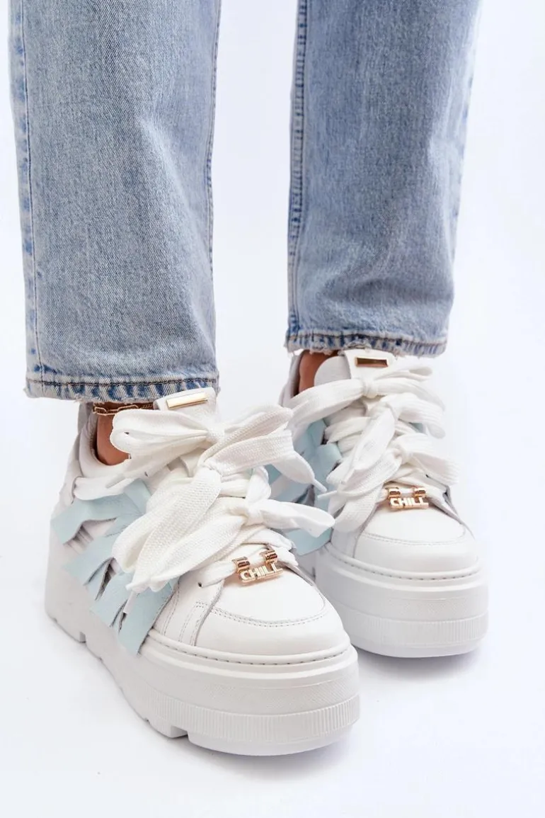 Zazoo 2F-7033 Sneakersy Na Masywnej Platformie Niebieskie