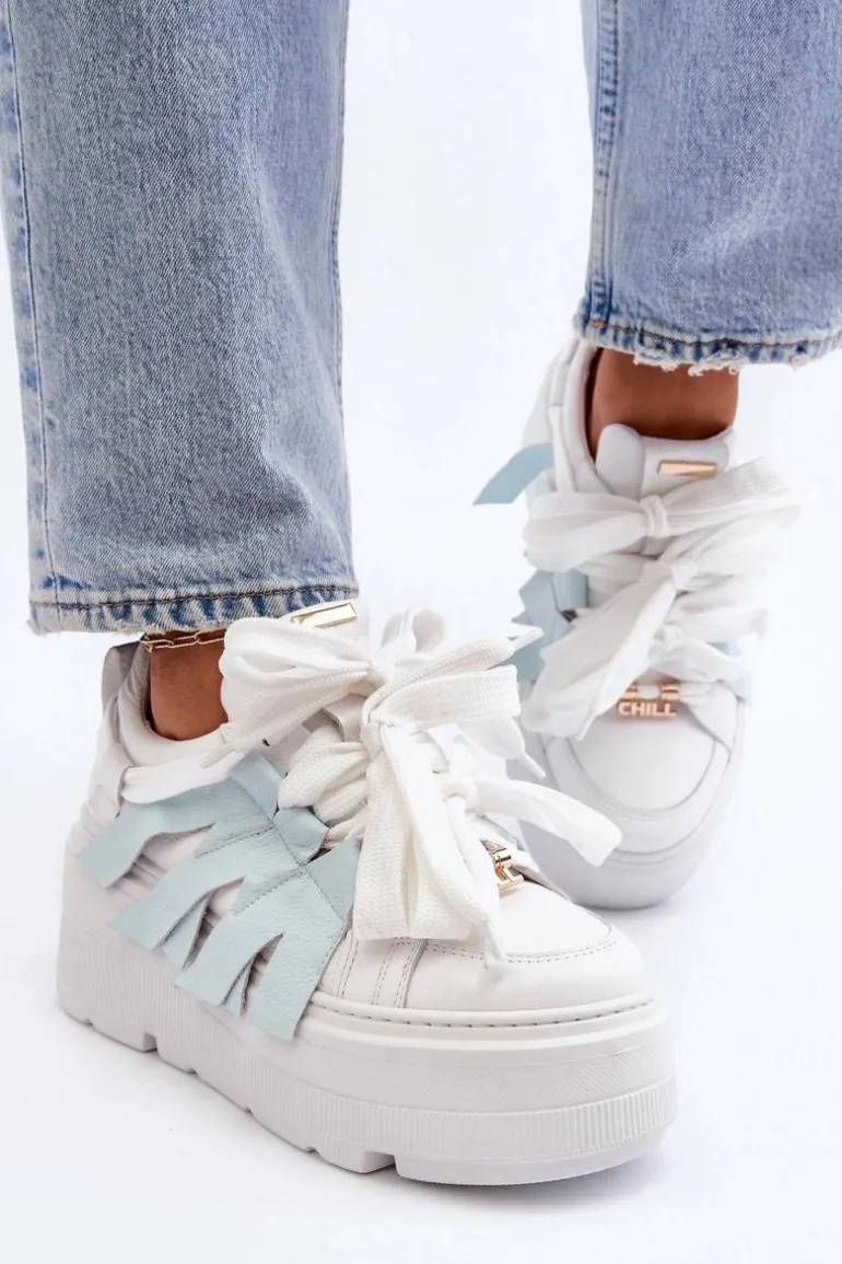 Zazoo 2F-7033 Sneakersy Na Masywnej Platformie Niebieskie