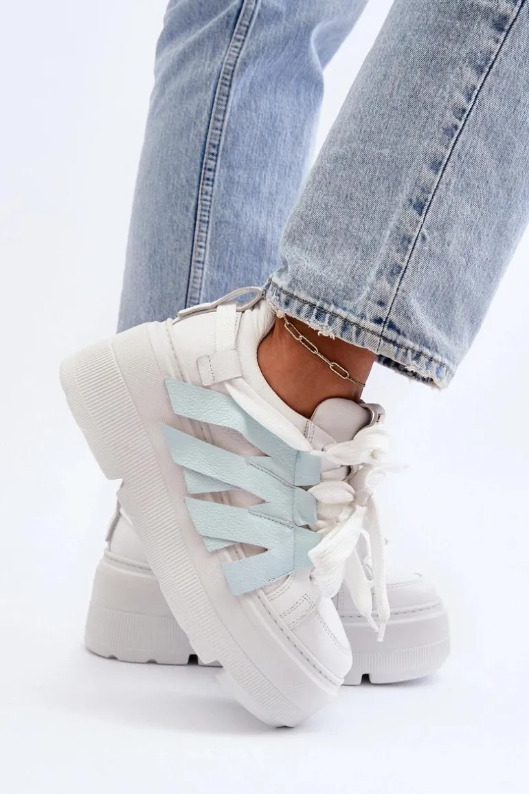 Zazoo 2F-7033 Sneakersy Na Masywnej Platformie Niebieskie