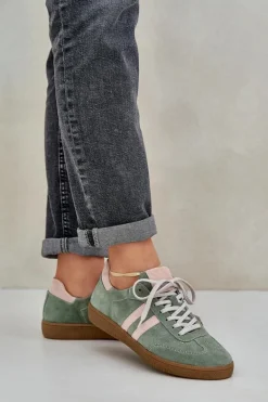 Zazoo N1068 Zamszowe Niskie Sneakersy Damskie Zielone