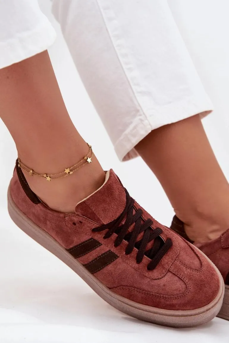 Zazoo N1068S2 Damskie Zamszowe Sneakersy Na Platformie Brązowe