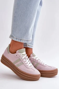 Zazoo N1068S4 Damskie Zamszowe Sneakersy Na Platformie Fioletowe